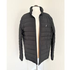 Nautica Reversible Quilted Puffer Jacket Men's Black and Yellow XL